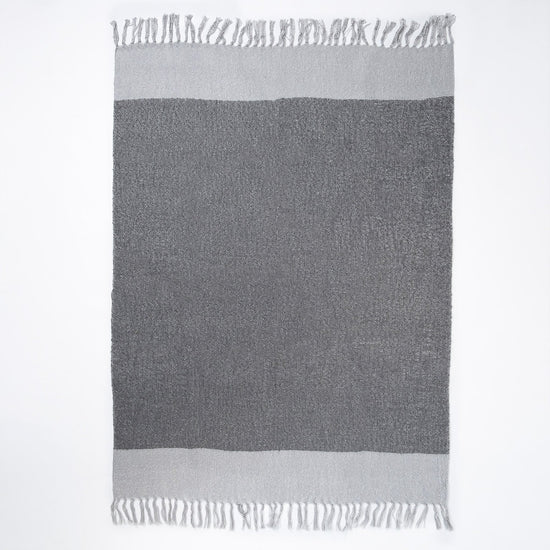 LOUNGE PUG, Plaid / Couverture Sherpa, TonalGris Ardoise  & Argent