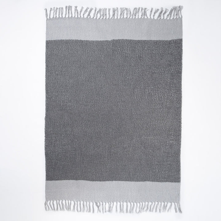 LOUNGE PUG, Plaid / Couverture Sherpa, TonalGris Ardoise  & Argent