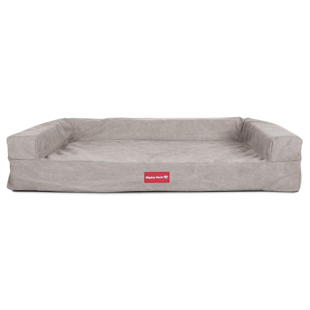 "Le Sofa Par Mighty Bark" -  Canapé Pour Chien, Orthopédique à Mémoire De Forme, Panier Pour Chien, Lit Pour Chien, Petit, Grand, XXL - Stonewashed Gris