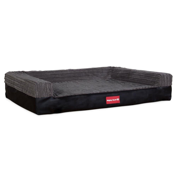 "Le Sofa Par Mighty Bark" -  Canapé Pour Chien, Orthopédique à Mémoire De Forme, Panier Pour Chien, Lit Pour Chien, Petit, Grand, XXL - Similicuir Noir
