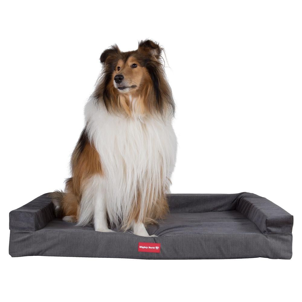 "Le Sofa Par Mighty Bark" -  Canapé Pour Chien, Orthopédique à Mémoire De Forme, Panier Pour Chien, Lit Pour Chien, Petit, Grand, XXL - Chenille Graphite