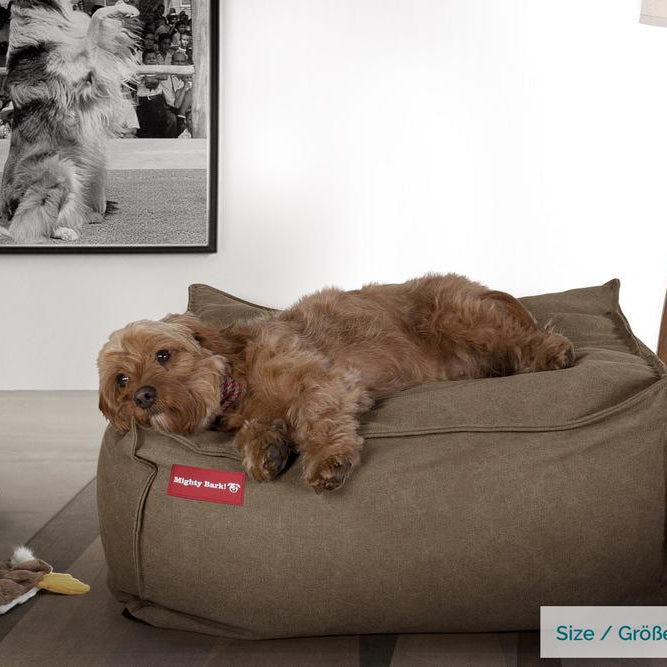 "Le Matelas Géant Par Mighty Bark" - Lit Pour Chien, Orthopédique à Mémoire De Forme, Grand Panier Pour Chien - Stonewashed Terre Marron