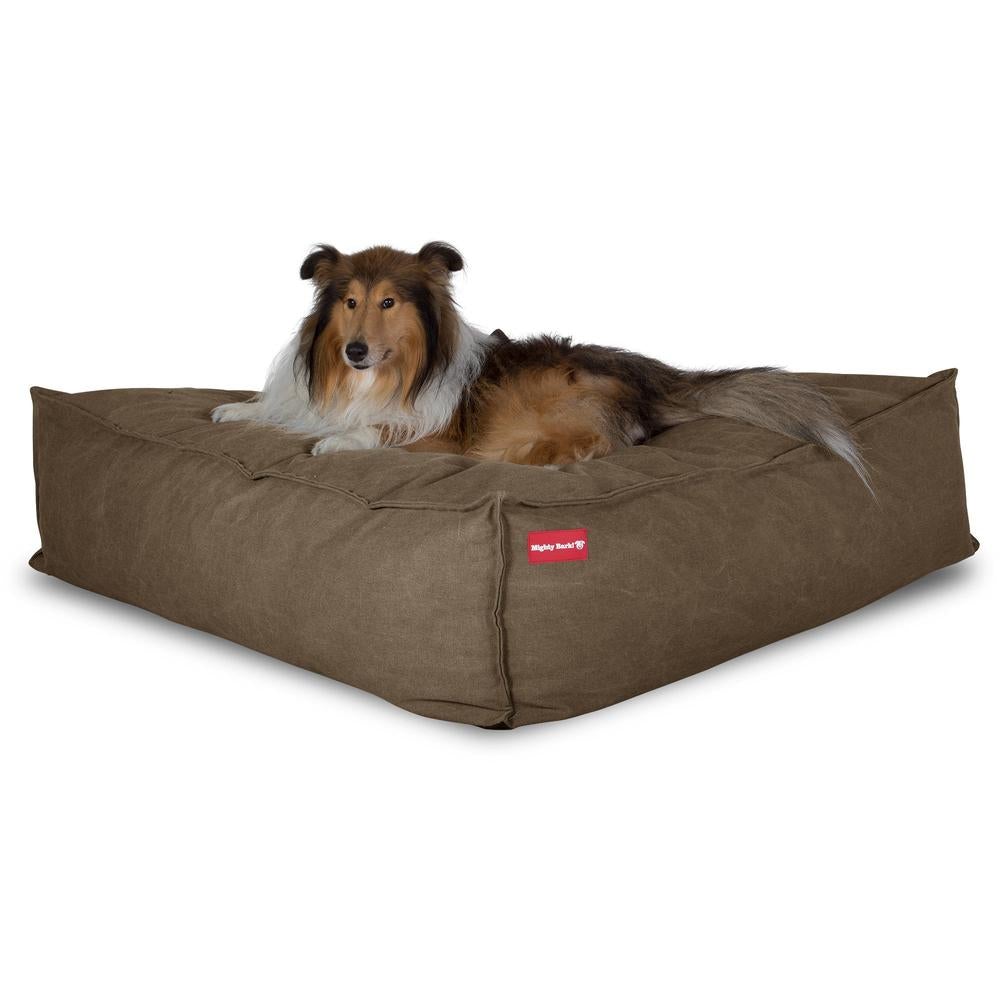 "Le Matelas Géant Par Mighty Bark" - Lit Pour Chien, Orthopédique à Mémoire De Forme, Grand Panier Pour Chien - Stonewashed Terre Marron