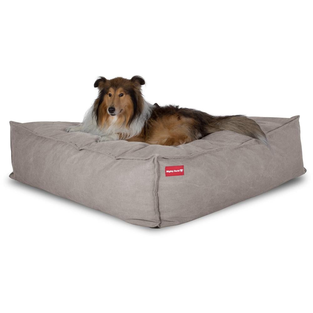 "Le Matelas Géant Par Mighty Bark" - Lit Pour Chien, Orthopédique à Mémoire De Forme, Grand Panier Pour Chien - Stonewashed Gris