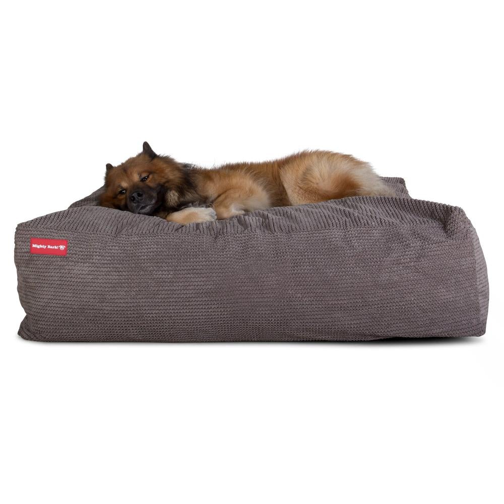 "Le Matelas Géant Par Mighty Bark" - Lit Pour Chien, Orthopédique à Mémoire De Forme, Grand Panier Pour Chien - Pompons Anthracite