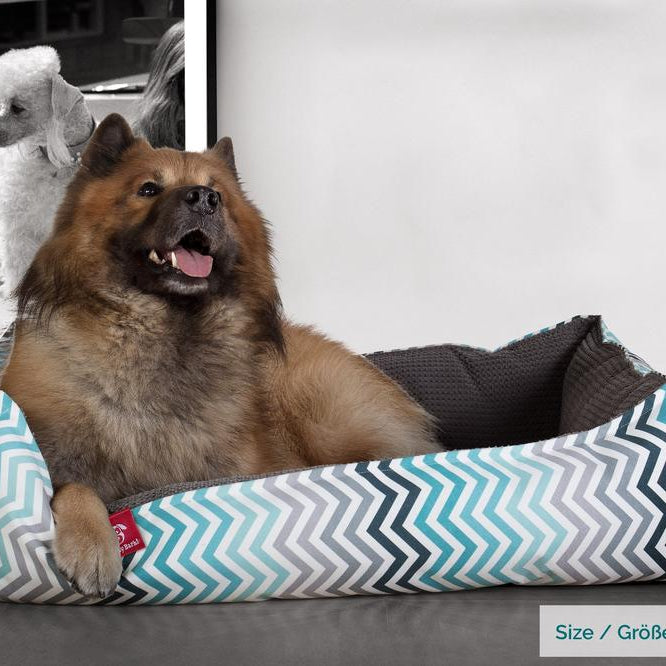 "Le Nid Par Mighty Bark" - Panier Pour Chien, Orthopédique à Mémoire De Forme, Panier Chien, Lit Pour Chien, Petit, Moyen, Grand - Imprimés géométriques Bleu