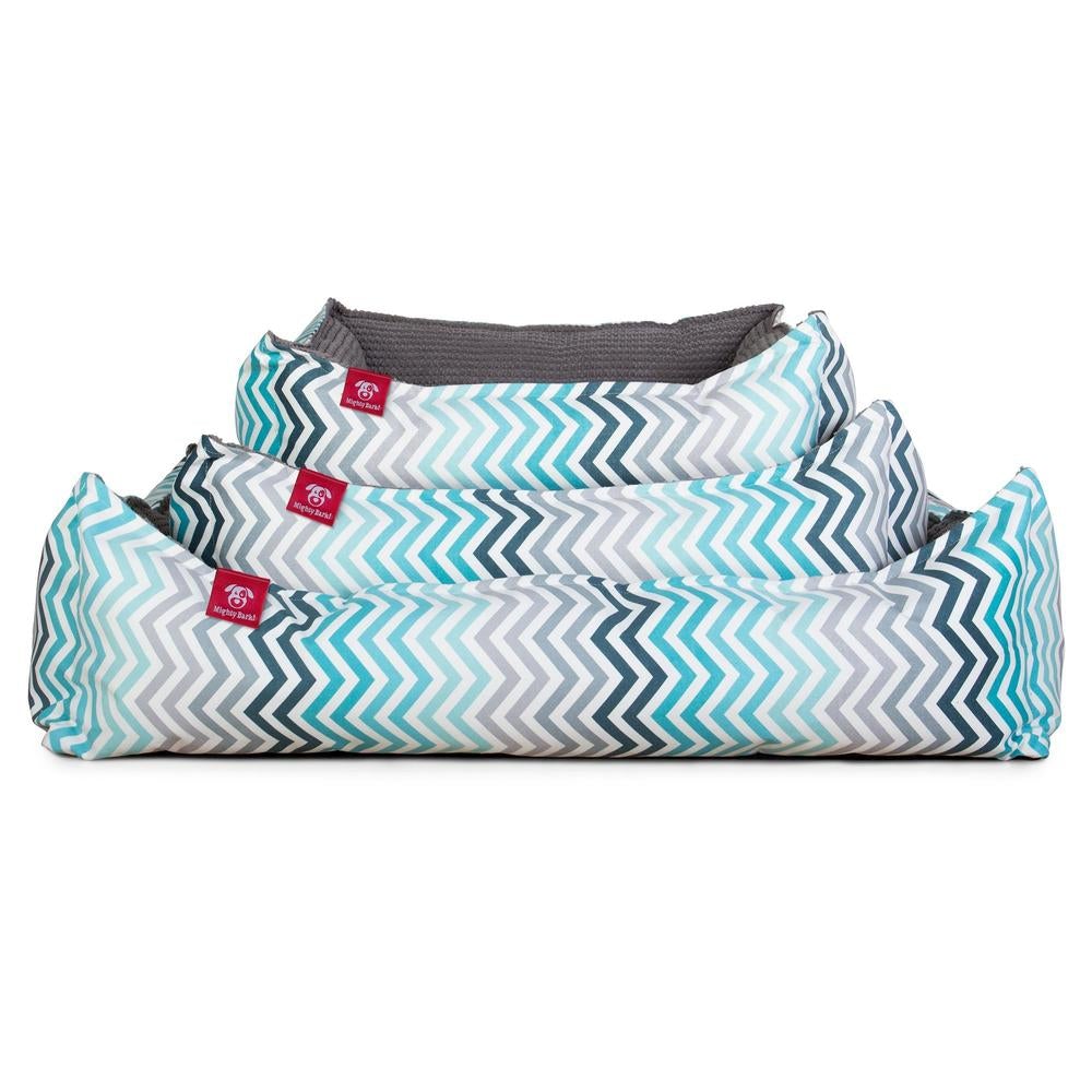 "Le Nid Par Mighty Bark" - Panier Pour Chien, Orthopédique à Mémoire De Forme, Panier Chien, Lit Pour Chien, Petit, Moyen, Grand - Imprimés géométriques Bleu