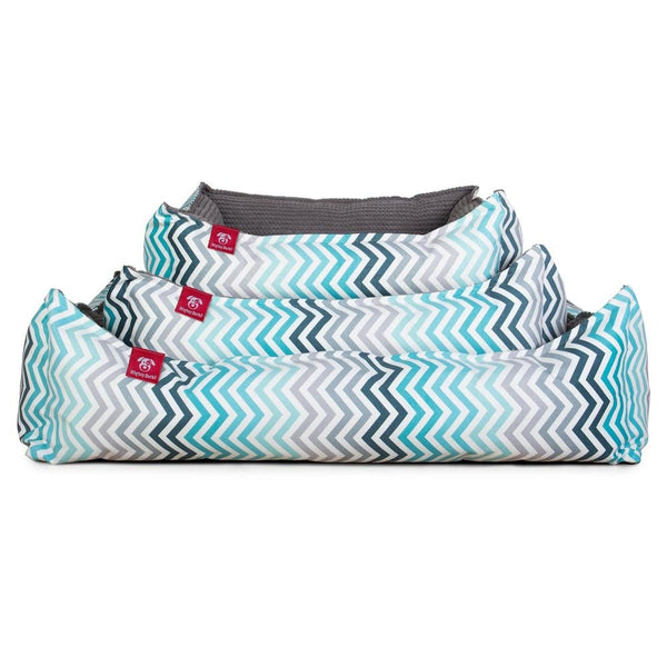 "Le Nid Par Mighty Bark" - Panier Pour Chien, Orthopédique à Mémoire De Forme, Panier Chien, Lit Pour Chien, Petit, Moyen, Grand - Imprimés géométriques Bleu