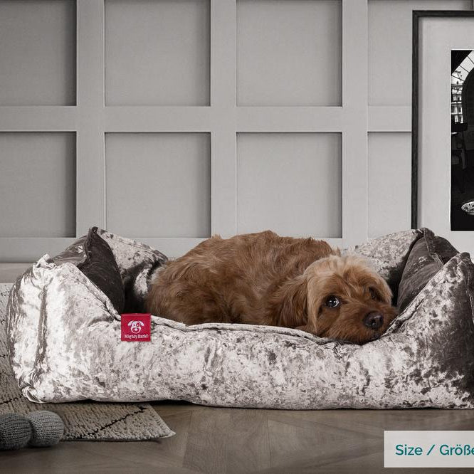 "Le Nid Par Mighty Bark" - Panier Pour Chien, Orthopédique à Mémoire De Forme, Panier Chien, Lit Pour Chien, Petit, Moyen, Grand - Clinquant Argent
