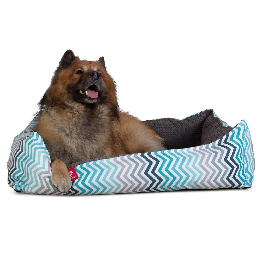"Le Nid Par Mighty Bark" - Panier Pour Chien, Orthopédique à Mémoire De Forme, Panier Chien, Lit Pour Chien, Petit, Moyen, Grand - Imprimés géométriques Bleu