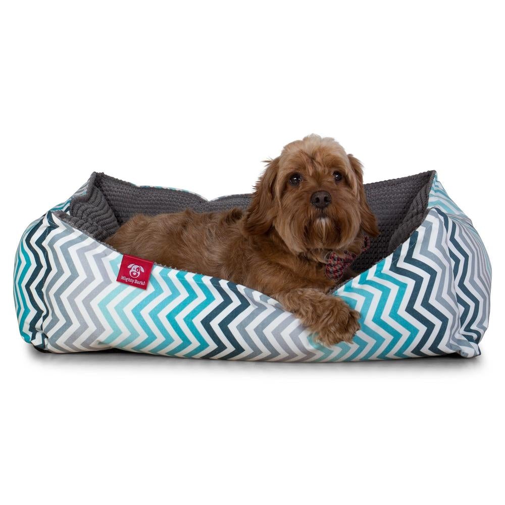 "Le Nid Par Mighty Bark" - Panier Pour Chien, Orthopédique à Mémoire De Forme, Panier Chien, Lit Pour Chien, Petit, Moyen, Grand - Imprimés géométriques Bleu