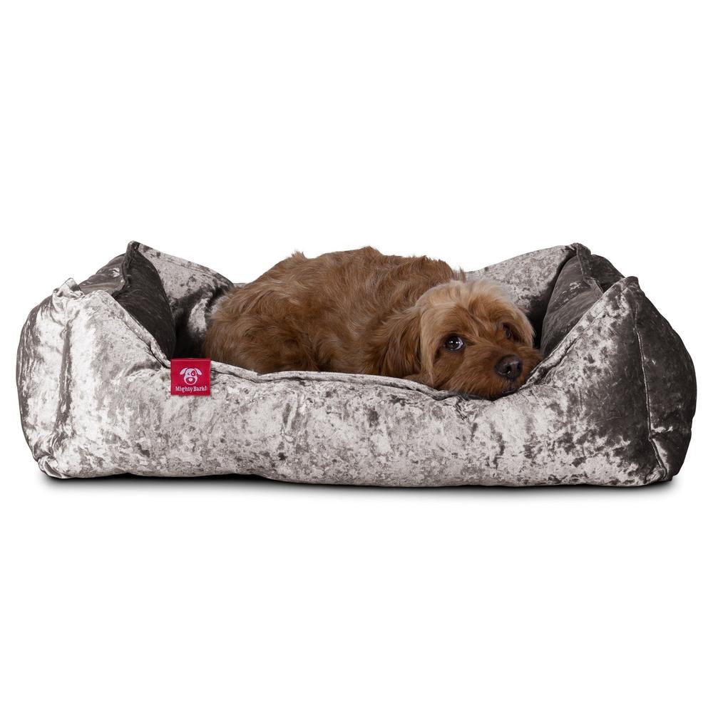 "Le Nid Par Mighty Bark" - Panier Pour Chien, Orthopédique à Mémoire De Forme, Panier Chien, Lit Pour Chien, Petit, Moyen, Grand - Clinquant Argent