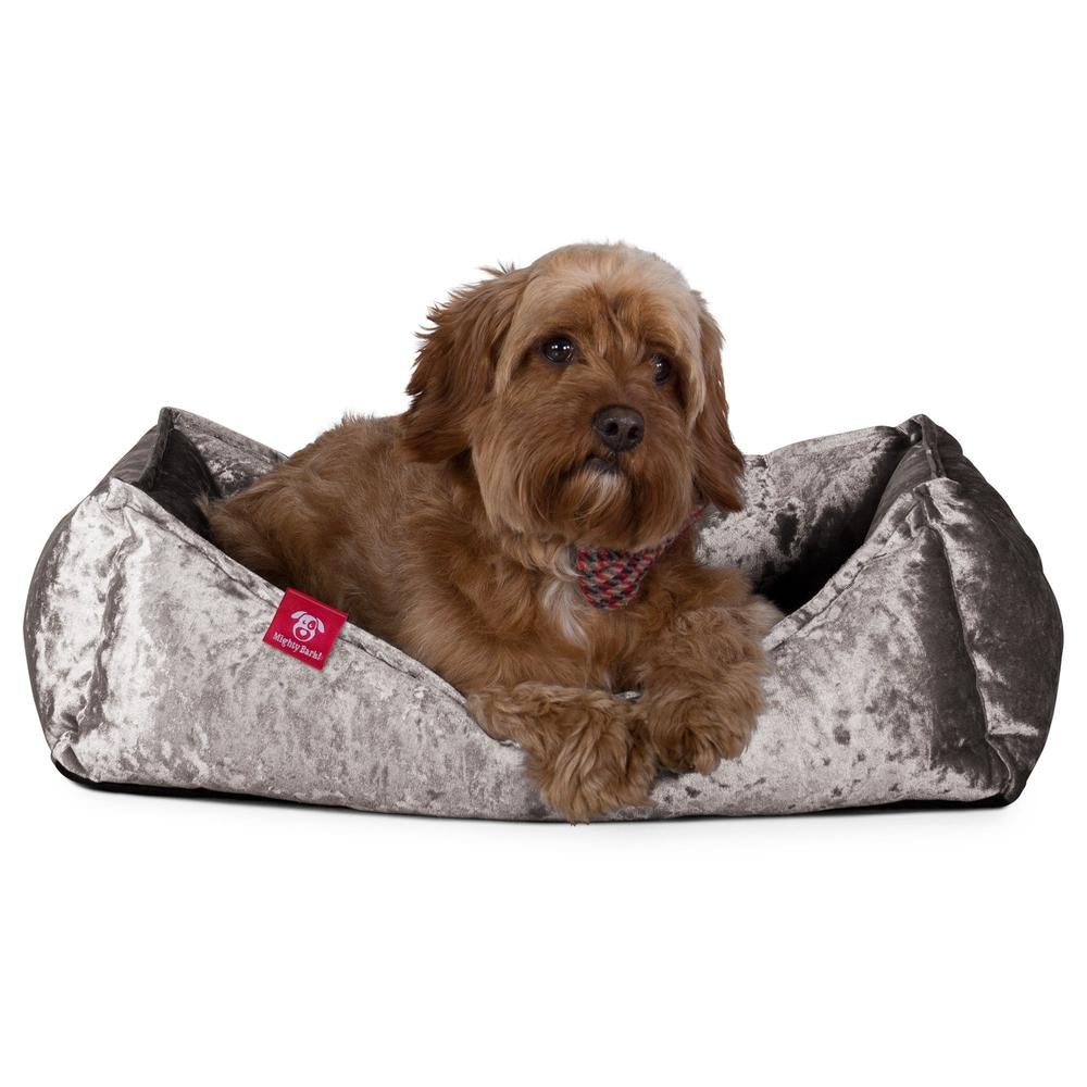 "Le Nid Par Mighty Bark" - Panier Pour Chien, Orthopédique à Mémoire De Forme, Panier Chien, Lit Pour Chien, Petit, Moyen, Grand - Clinquant Argent