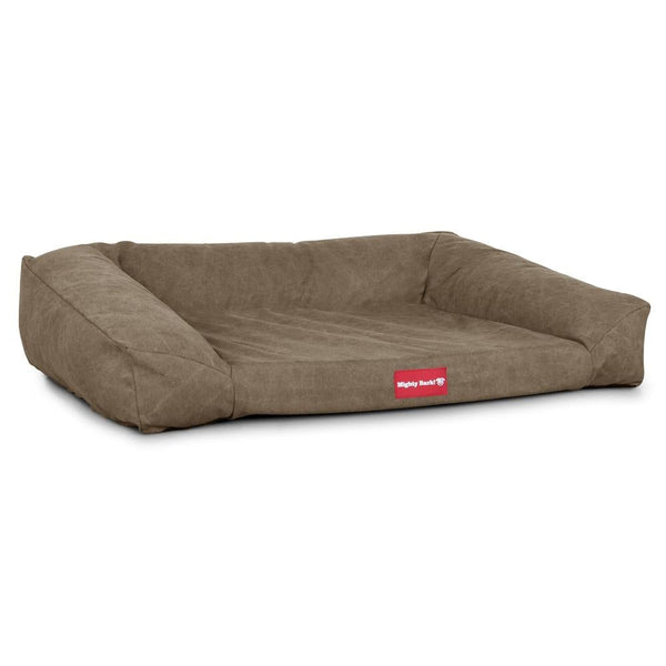 "Le Canapé Chien Par Mighty Bark" - Canapé Pour Chien, Orthopédique à Mémoire De Forme, Panier Pour Chien, Lit Pour Chien, Petit, Grand, XXL - Stonewashed Terre Marron