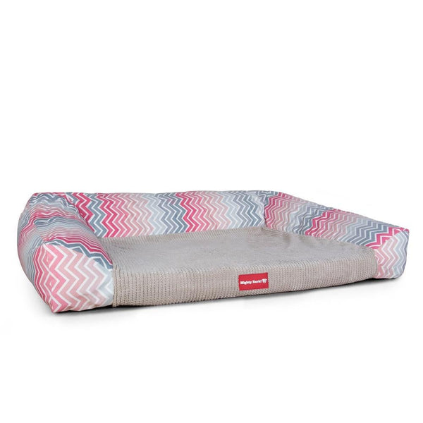"Le Canapé Chien Par Mighty Bark" - Canapé Pour Chien, Orthopédique à Mémoire De Forme, Panier Pour Chien, Lit Pour Chien, Petit, Grand, XXL - Imprimés géométriques Rose