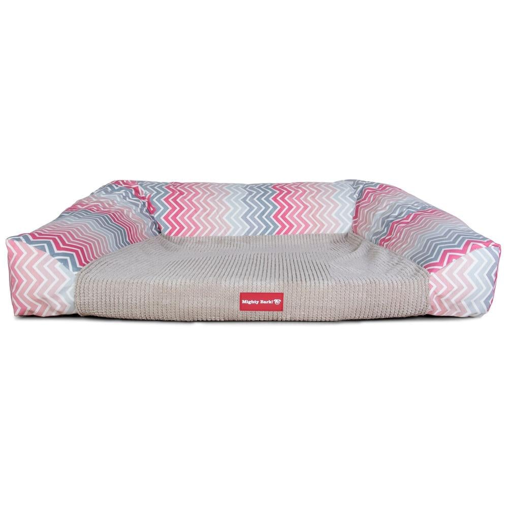 "Le Canapé Chien Par Mighty Bark" - Canapé Pour Chien, Orthopédique à Mémoire De Forme, Panier Pour Chien, Lit Pour Chien, Petit, Grand, XXL - Imprimés géométriques Rose