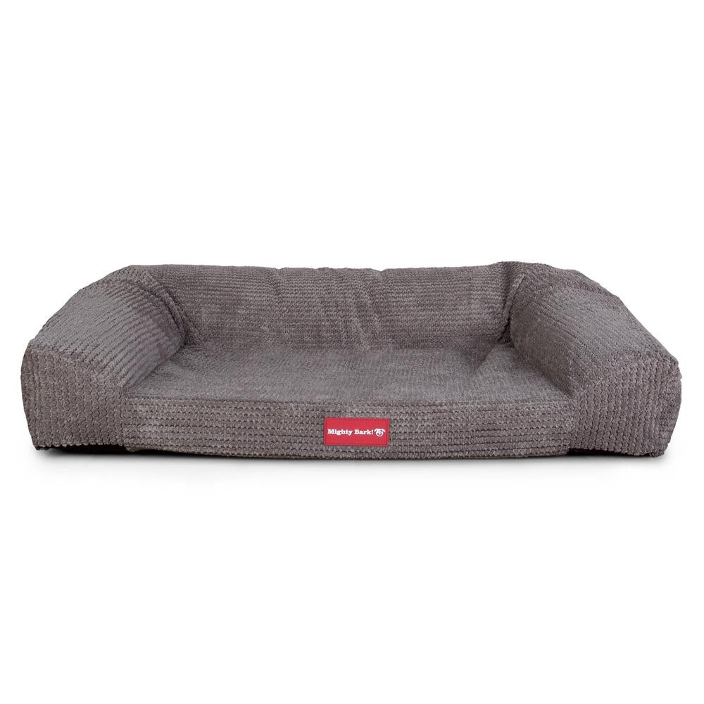 "Le Canapé Chien Par Mighty Bark" - Canapé Pour Chien, Orthopédique à Mémoire De Forme, Panier Pour Chien, Lit Pour Chien, Petit, Grand, XXL - Pompons Anthracite
