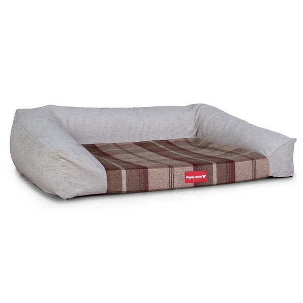 "Le Canapé Chien Par Mighty Bark" - Canapé Pour Chien, Orthopédique à Mémoire De Forme, Panier Pour Chien, Lit Pour Chien, Petit, Grand, XXL - Écossais Violet