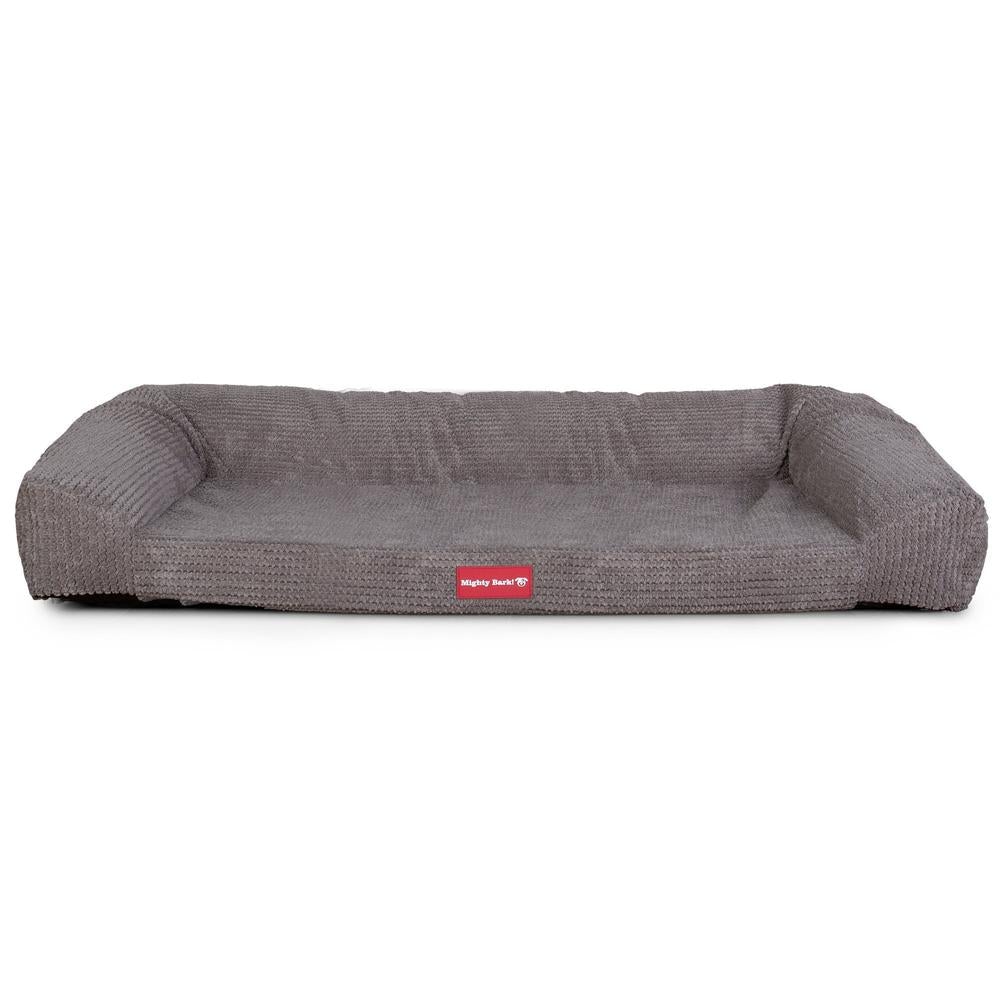 "Le Canapé Chien Par Mighty Bark" - Canapé Pour Chien, Orthopédique à Mémoire De Forme, Panier Pour Chien, Lit Pour Chien, Petit, Grand, XXL - Pompons Anthracite