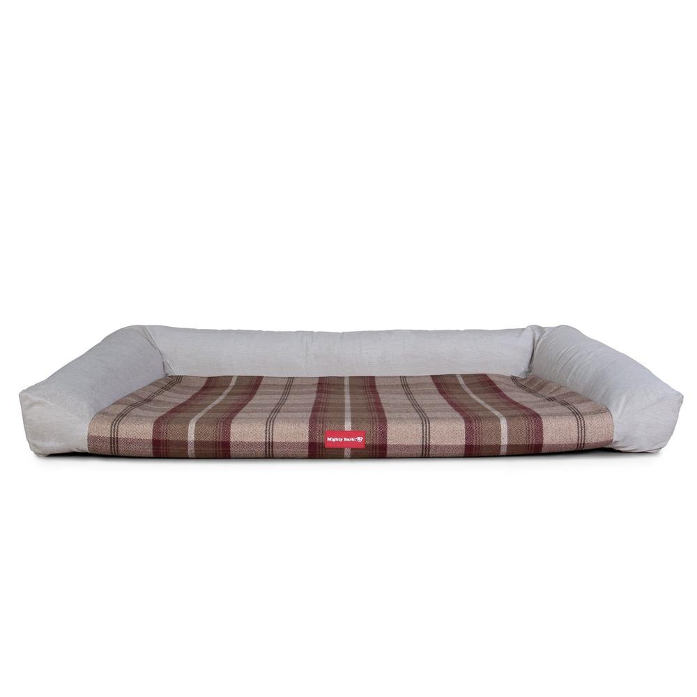 "Le Canapé Chien Par Mighty Bark" - Canapé Pour Chien, Orthopédique à Mémoire De Forme, Panier Pour Chien, Lit Pour Chien, Petit, Grand, XXL - Écossais Violet