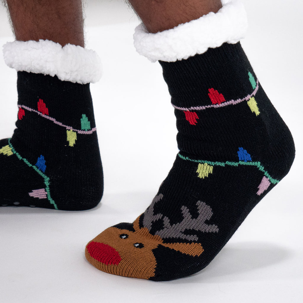Chaussons pour Hommes, Doublés de Polaire, Renne 02