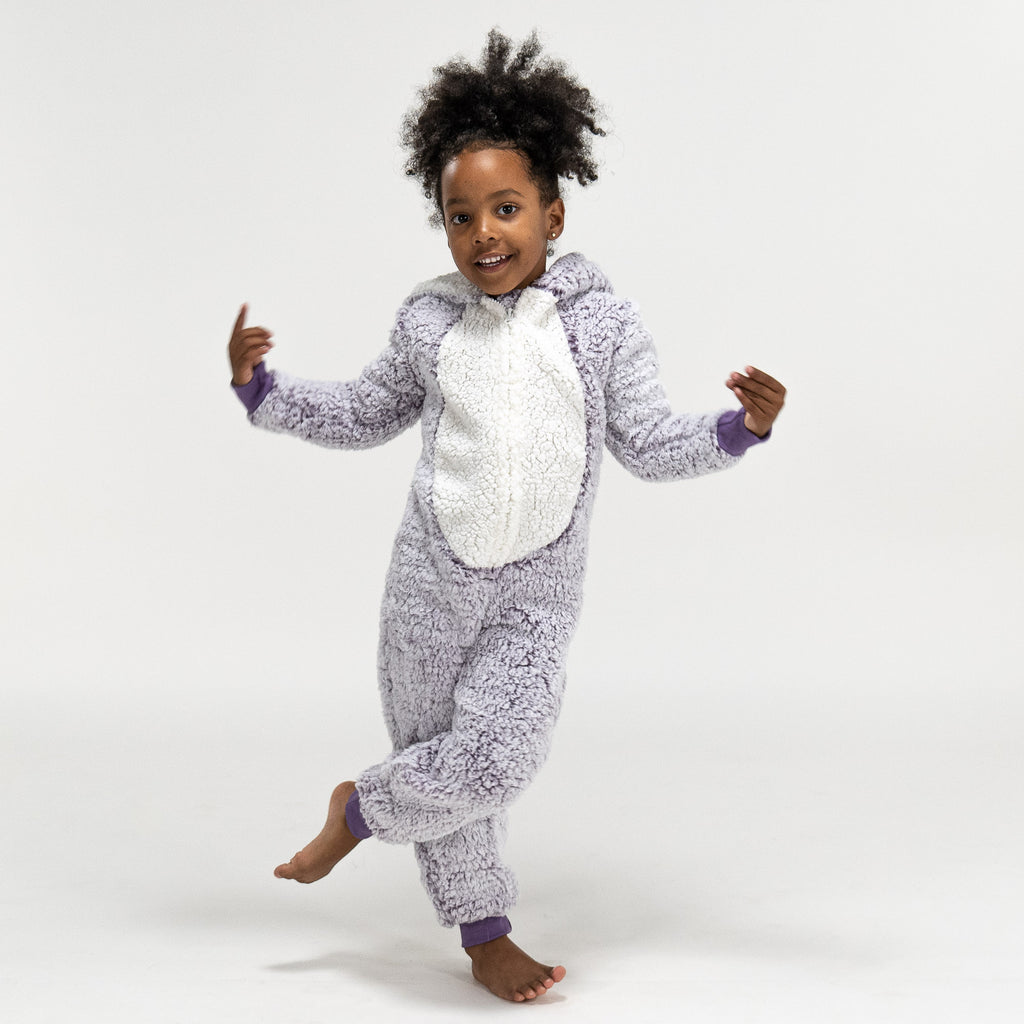Combinaison Pyjama polaire pour enfants - Hérisson, 5-10 ans, Violet /  Blanc– Big Bertha Original FR