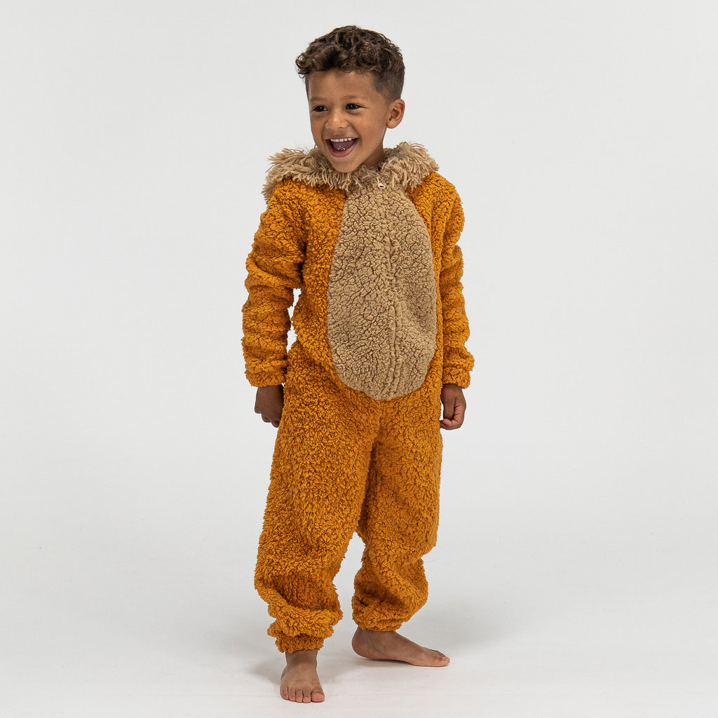 Combinaison Pyjama polaire pour enfants - Lion, 5-10 ans, Orange