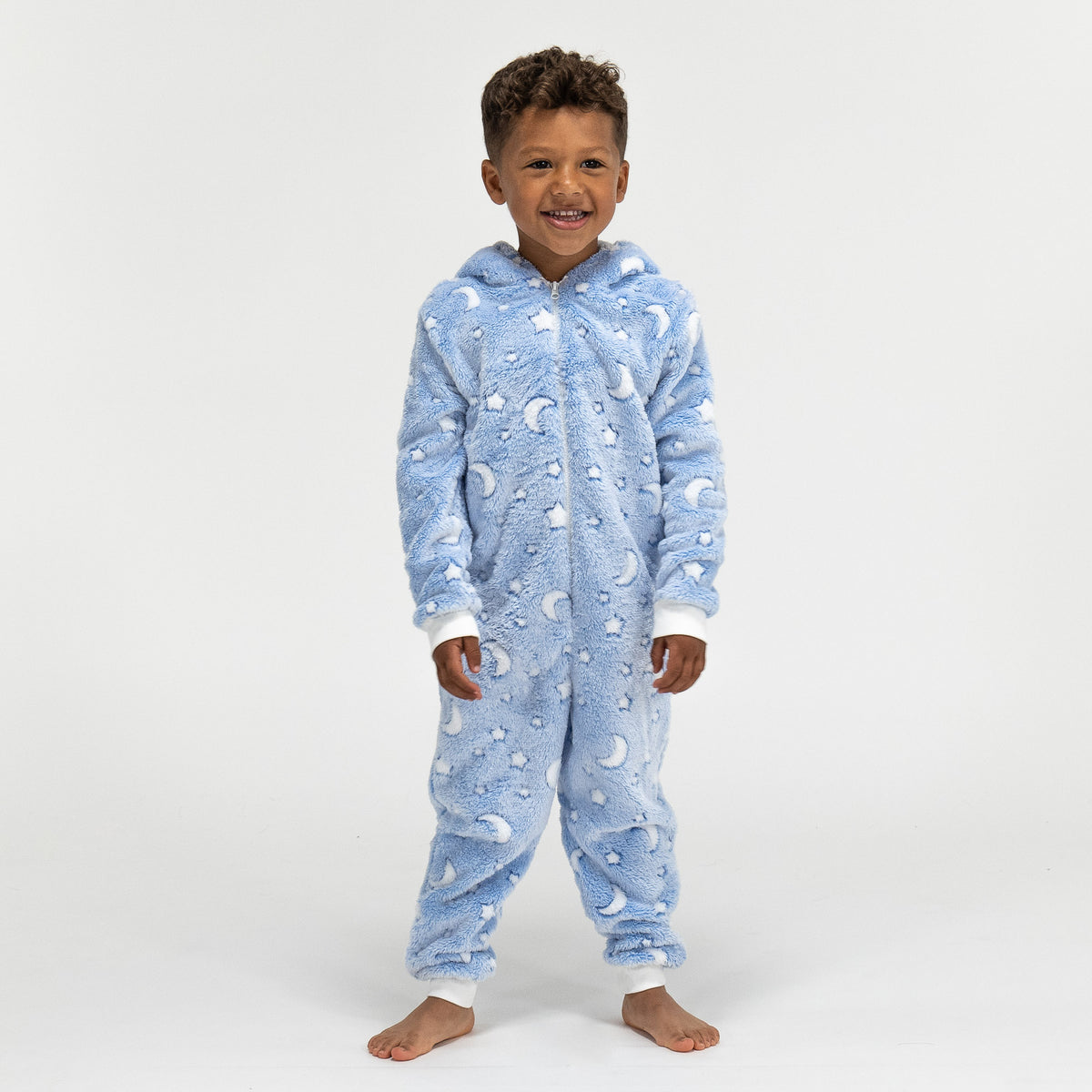 Combinaison Pyjama polaire pour enfants - Lune, 5-10 ans, Bleu