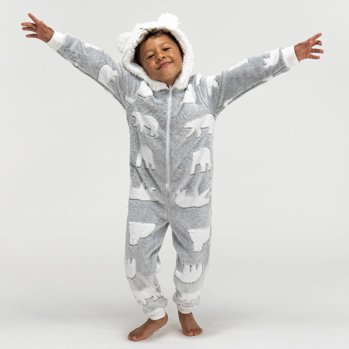 Combinaison Pyjama Polaire pour Enfants, Ours Polaire 02