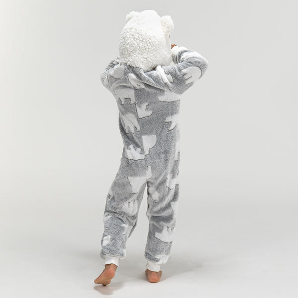 Combinaison Pyjama Polaire pour Enfants, Ours Polaire Fabric Close-up Image