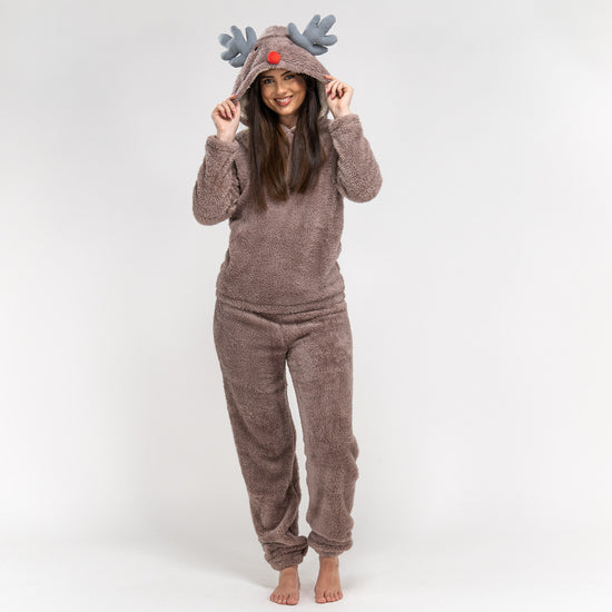 Combinaison Pyjama 2 pièces Renne en Polaire pour Femmes 01