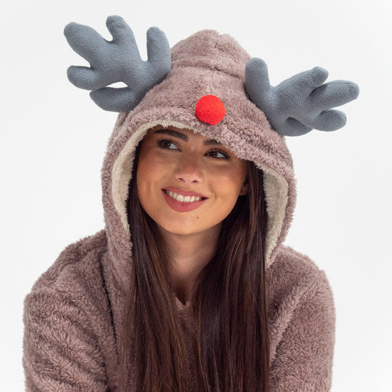 Combinaison Pyjama 2 pièces Renne en Polaire pour Femmes 02