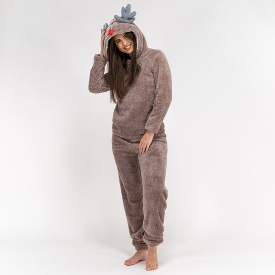 Combinaison Pyjama 2 pièces Renne en Polaire pour Femmes 03