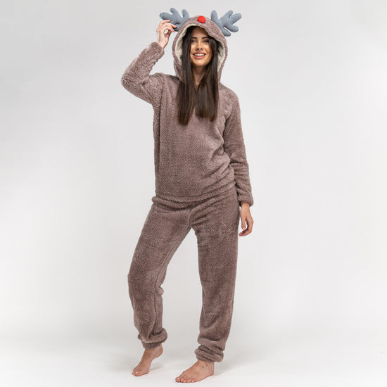 Combinaison Pyjama 2 pièces Renne en Polaire pour Femmes 04