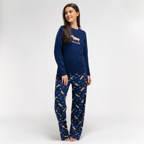 Ensemble Pyjama Motif Noël Teckel pour Femmes 04