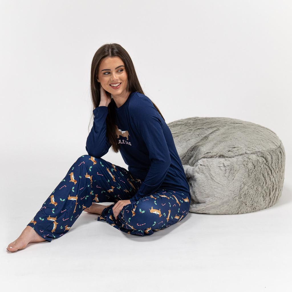 Ensemble Pyjama Motif Noël Teckel pour Femmes 05