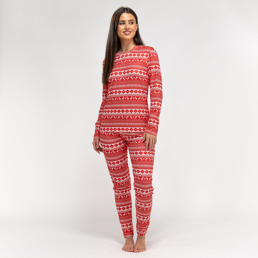 Ensemble Pyjama Motif Noël Rouge pour Femmes 02