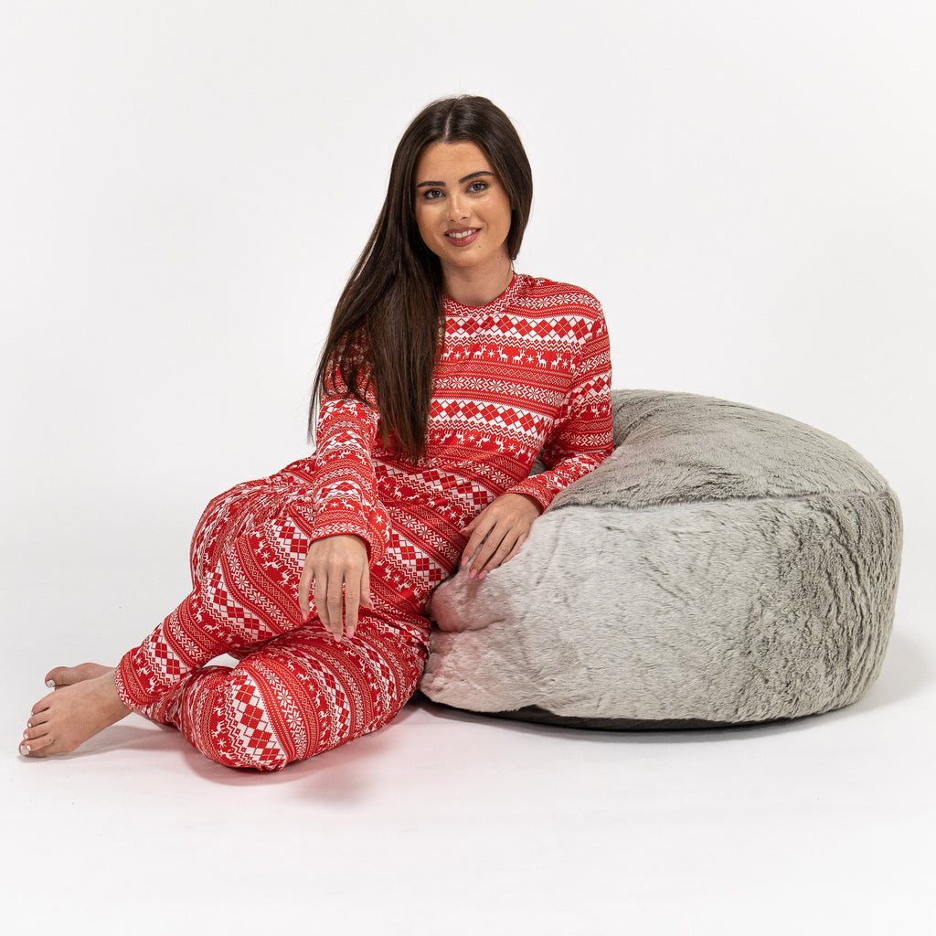 Ensemble Pyjama Motif Noël Rouge pour Femmes 04