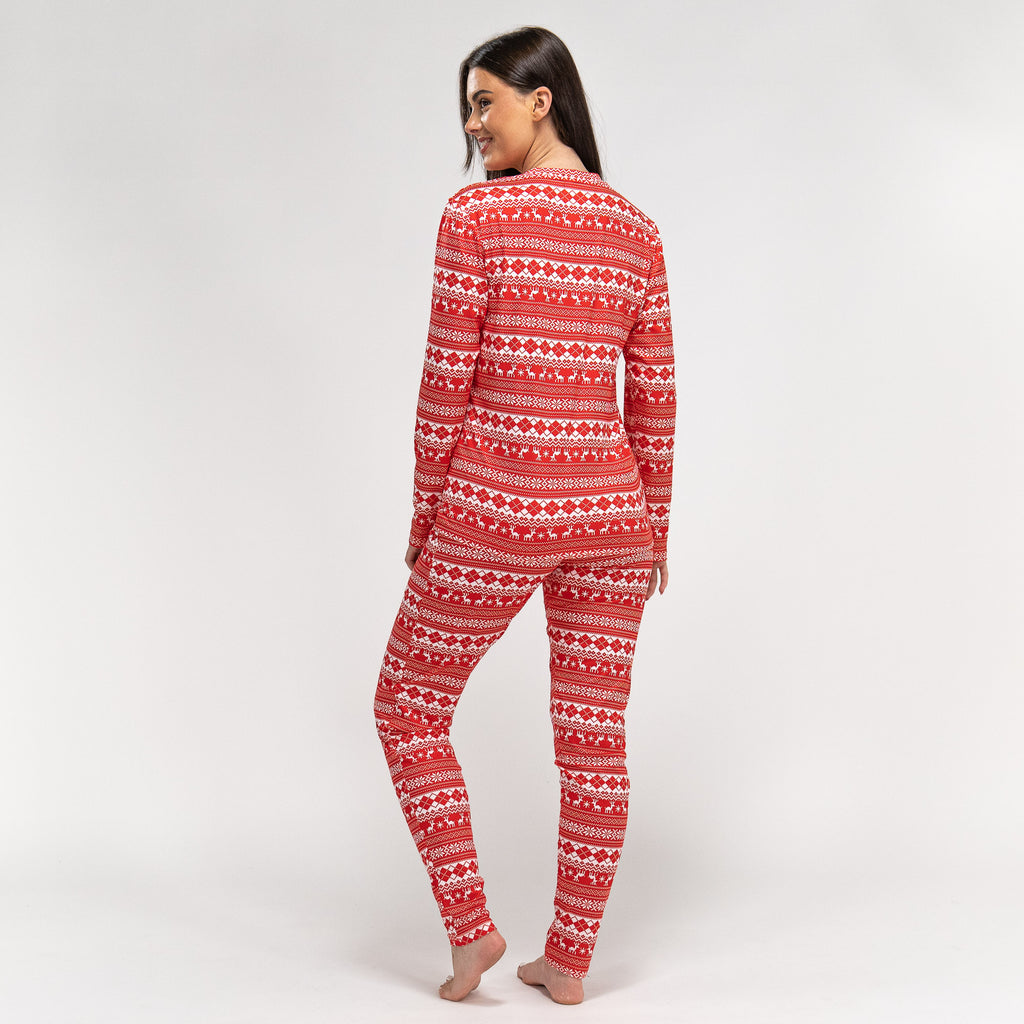 Ensemble Pyjama Motif Noël Rouge pour Femmes 05