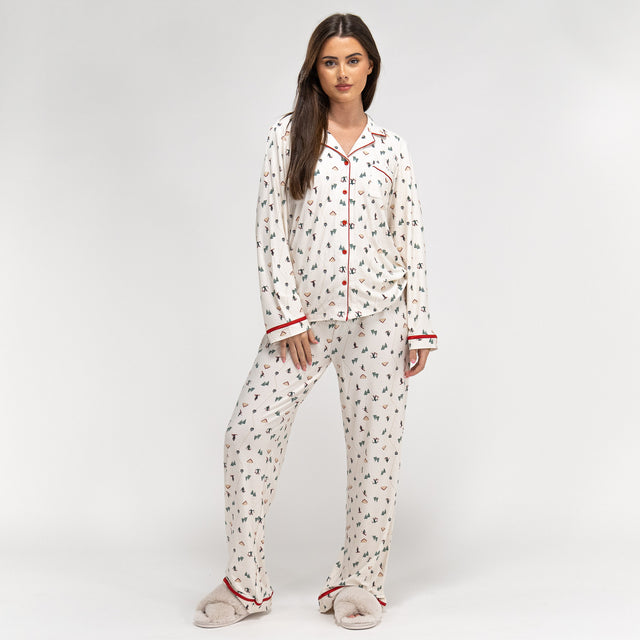 Ensemble Pyjama Noël Scène de Ski pour Femmes 01