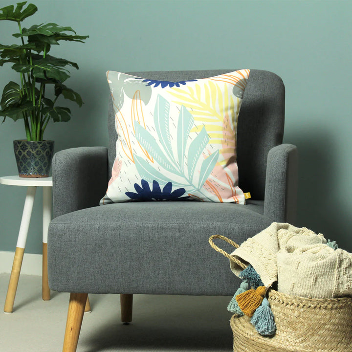 Housse de Coussin 43 x 43cm - Motif Feuilles Tropicales 04