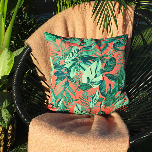 Housse de Coussin Extérieur 43 x 43cm - Motif Feuille de Jungle  Fabric Close-up Image
