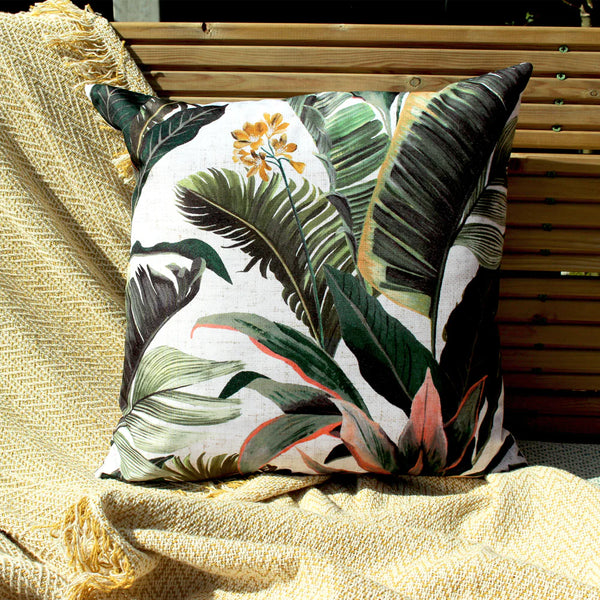 Housse de Coussin Extérieur 43 x 43cm - Motif Feuilles Fabric Close-up Image