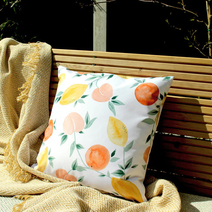 Housse de Coussin Extérieur 43 x 43cm - Motif Fruits Blanc 03