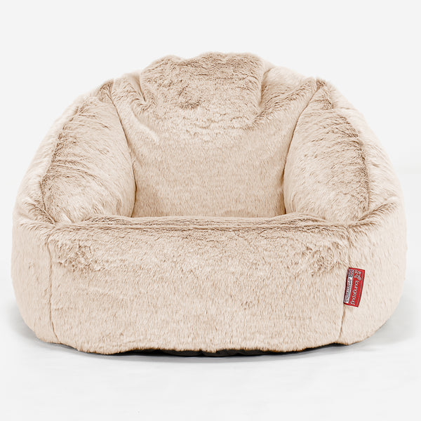 Pouf Chaise Bubble - Fausse Fourrure Lapin Blanc 01