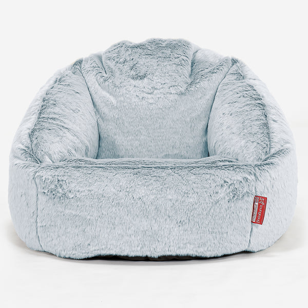 Pouf Chaise Bubble - Fausse Fourrure Lapin Bleu Pastel 01