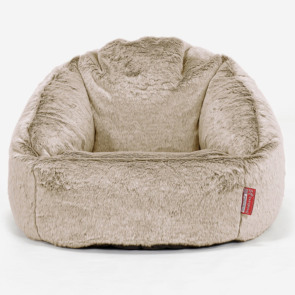 Pouf Chaise Bubble - Fausse Fourrure Lapin Brun Doré 01