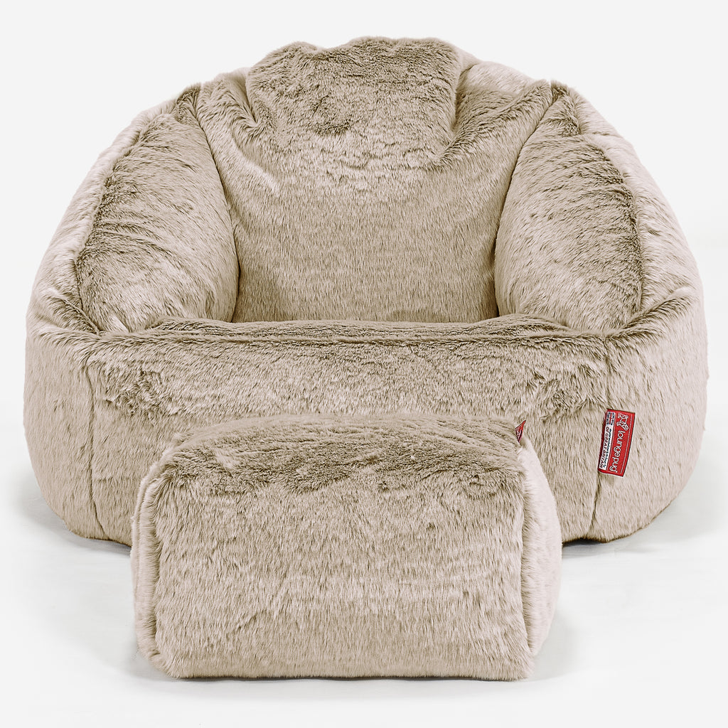 Pouf Chaise Bubble - Fausse Fourrure Lapin Brun Doré 02