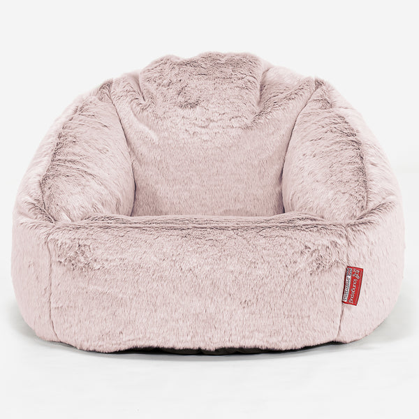 Pouf Chaise Bubble - Fausse Fourrure Lapin Rose Pastel 01