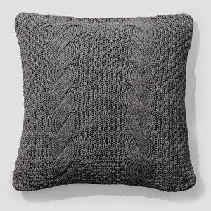 Housse de Coussin 47 x 47cm - Tricoté Cable Gris
